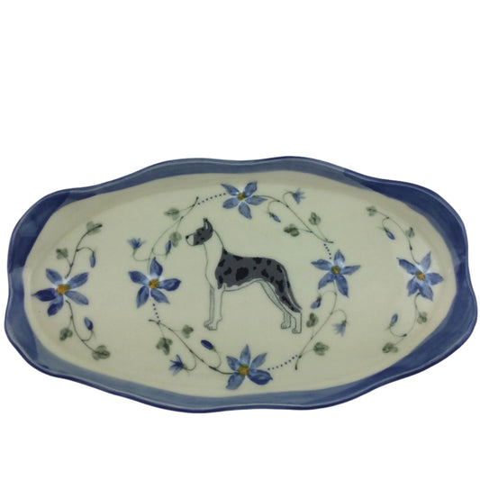 Blue Merle Mantle Dane on oval plate