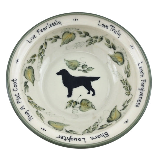 Large Bowl with Ivy Design and Flat Coated Retriever