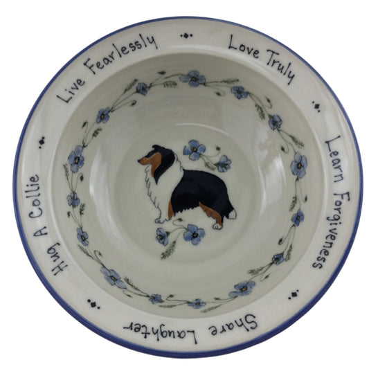 Blue Poppies and Collie on Medium Serving Bowl