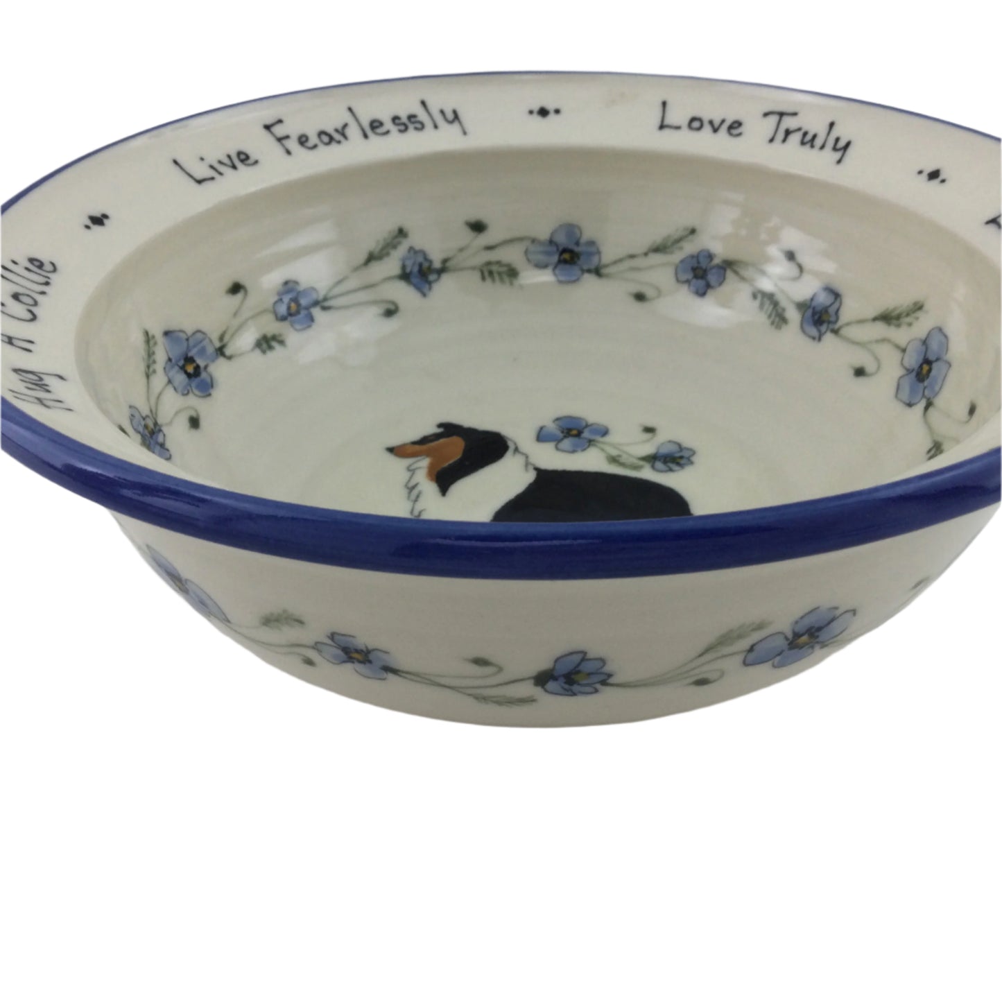 Blue Poppies and Collie on Medium Serving Bowl