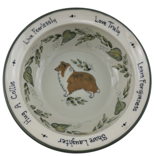 Large Serving Bowl with Ivy Design and Rough Coat Collie