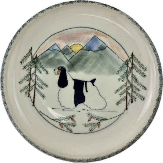 11 inch Plate In Mountain View Pattern with Cocker Spaniel