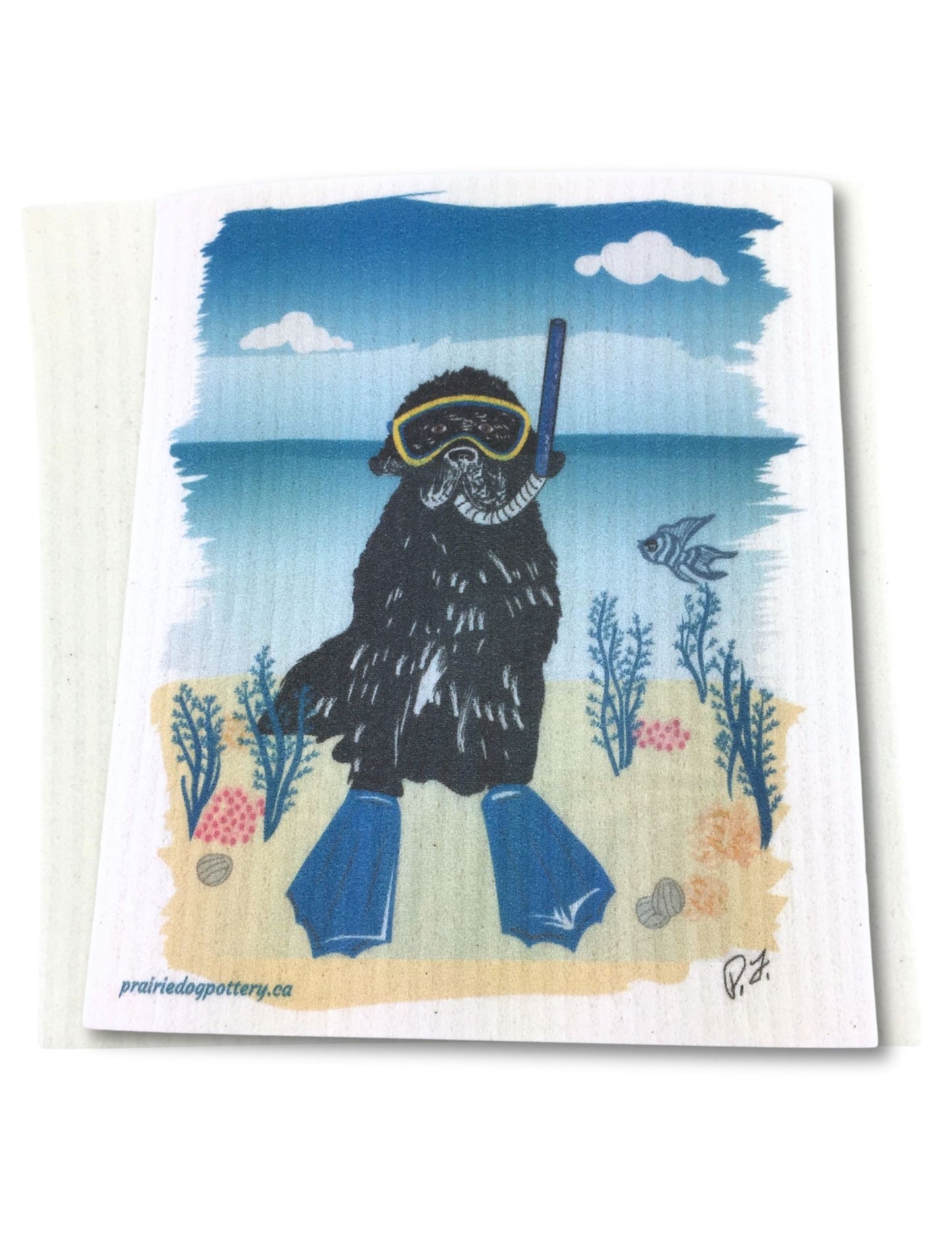 Snorkeling Newf Swedish Dish Cloth